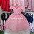 Vestido Infantil de Festa Rosa com busto renda cinto de pérolas sintéticas e saia em musseline - Imagem 1