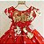 Vestido Infantil Vermelho Floral com Cinto ajustável - Imagem 5