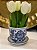 Cachepot em Ceramica - Azul e Branco - 10CM - Imagem 1