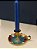 Porta Vela - Latão - Dourado -Flor - Azul Claro - Imagem 1