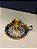 Porta Vela - Latão - Dourado -Flor - Branco - Imagem 2