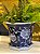 Cachepot em Ceramica - Azul e Branco - 19CM - Imagem 1