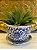 Cachepot em Ceramica - Azul e Branco - 20CM - Imagem 1