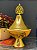 Tagine - Doceira Turca - Metal - Cerâmica Pintado à Mão - Dourado e Laranja - Imagem 1