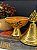 Tagine - Doceira Turca - Metal - Cerâmica Pintado à Mão - Dourado e Laranja - Imagem 2