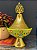 Tagine - Doceira Turca - Metal - Cerâmica Pintado à Mão - Dourado e Verde - Imagem 1