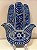 Hamsa- Mão de Fatima - Madeira - Pintado a mão - Azul e Branco - M - Imagem 1