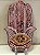 Hamsa- Mão de Fatima - Madeira - Pintado a mão - Rosa e Branco - G - Imagem 1