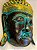 Cabeça Buda Esculpido - Madeira - Pintado à mão - Verde e Dourado - Imagem 3