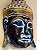 Cabeça Buda Esculpido - Madeira - Pintado à mão - Azul e Dourado - Imagem 3