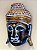 Cabeça Buda Esculpido - Madeira - Pintado à mão - Azul e Dourado - Imagem 2