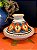 Tagine Saleiro Marroquino - Ceramica - Pitando à mão - Branco e Laranja - Imagem 1