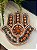 Petisqueira com Prato - Cerâmica - Tunísia - Hamsa - Pintado à mão - Laranja e Colorido - Imagem 1