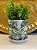 Cachepot em Ceramica - Verde e Branco - Folhas - 15,5CM - Imagem 1