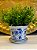 Cachepot em Ceramica - Flor - Azul e Verde - 15CM - Imagem 1