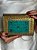 Bolsa Clutch em Metal  - Turquesa e Dourado - Com Alça - Imagem 2