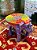 Banqueta - Elefante - Madeira - Pintado à mão - Roxo e Colorido - Pequenino - Imagem 1