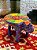 Banqueta - Elefante - Madeira - Pintado à mão - Roxo e Colorido - 16cm - Imagem 1