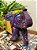 Elefante - Madeira - Pintado à mão - Roxo e Colorido - 24,5CM - Imagem 2