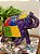 Elefante - Madeira - Pintado à mão - Roxo e Colorido - 24,5CM - Imagem 1