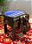 Banqueta - Elefante - Madeira e Azulejo - Aplique em Metal - Azul - GG - Imagem 1