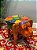 Banqueta - Elefante - Madeira - Pintado à Mão - Laranja e Colorido - Grande - Imagem 1