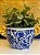 Cachepot em Cerâmica - Azul e Branco - 22CM - Imagem 1