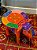 Banqueta - Elefante - Madeira - Pintado à Mão - Laranja e Colorido - Grande - Imagem 2