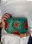 Bolsa Clutch em Metal  - Turquesa, Dourado e Vermelho - Com Alça - Imagem 2
