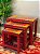 Trio de Mesas - Madeira - Pintadas á Mão - Vermelha e Colorida - Imagem 2