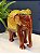Elefante - Madeira - Pintado à mão - Marrom e Dourado - 25CM - Imagem 2