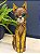 Escultura Gato - Decorativo - Madeira - Marrom e Dourado - 32CM - Imagem 1
