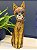 Escultura Gato - Decorativo - Madeira - Marrom e Dourado - 40CM - Imagem 1