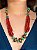 Colar - Metal e Resina - Vermelho, Turquesa e Dourado - Imagem 1