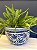 Cachepot em Cerâmica - Azul e Branco - 25CM - Imagem 1