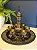 Jogo de Copos e Ânfora com Bandeja - Bronze Burilado - Preto e Dourado - Decorativo - Imagem 1