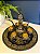 Jogo de Copos e Ânfora com Bandeja - Bronze Burilado - Preto e Dourado - Decorativo - Imagem 3