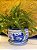 Cachepot em Cerâmica - Azul e Branco - 15CM - Imagem 1
