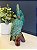 Escultura Cacatua - Decorativa - Cerâmica - Turquesa e Marrom - Imagem 1