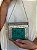 Mini Bolsa Clutch em Metal - Turquesa e Prata - Com Alça - Imagem 2