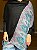 Pashmina de Viscose - Estampada - Preto, Rosa e Azul - Imagem 1