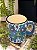 Caneca Turca - Cerâmica - Pintada à mão - Azul Claro e Colorido - Imagem 2