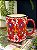 Caneca Turca - Cerâmica - Pintada à mão - Vermelho e Colorido - Imagem 1