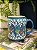 Caneca Turca - Cerâmica - Pintada à mão - Azul Claro e Colorido - Imagem 1