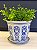 Cachepot em Cerâmica - Azul e Branco - 15CM - Imagem 1