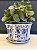 Cachepot em Cerâmica - Azul e Branco - 20CM - Imagem 1