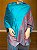Pashmina de Viscose - Estampada - Turquesa e Vermelho - Imagem 1