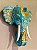 Cabeça De Elefante - Madeira - Verde Turquesa e Dourado - Imagem 2