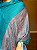 Pashmina de Viscose - Estampada - Turquesa e rosa - Imagem 2