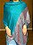 Pashmina de Viscose - Estampada - Turquesa e rosa - Imagem 1